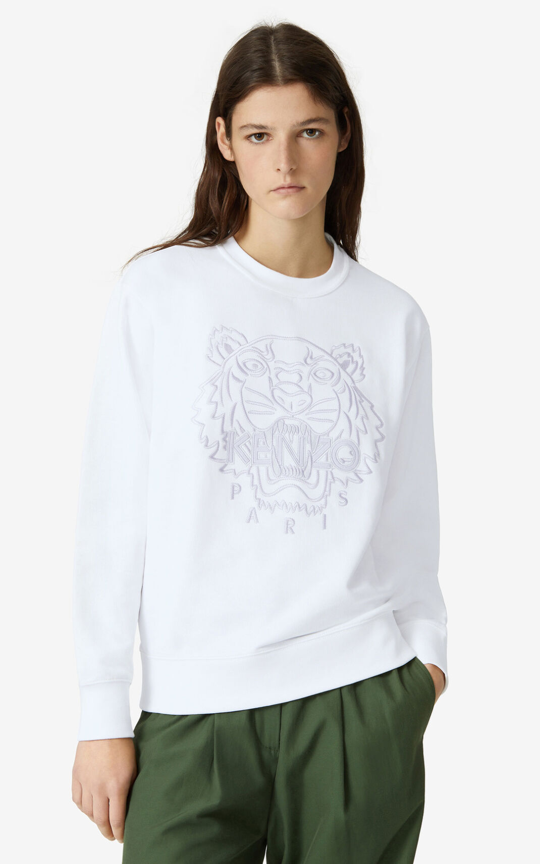 Kenzo Tiger Sweatshirt Bayan Beyaz | 5729-XVGSR
